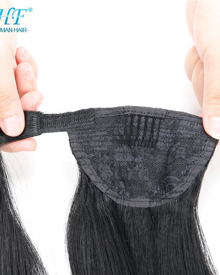 BHF Ponytail Human Hair Remy Straight European Ponytail Hairstyles 100g 100% Natural Hair Horse Tail Clip in Extensions