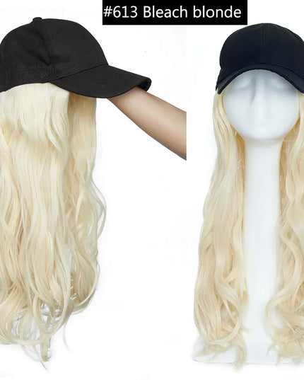 Snoilite synthetic long wavy baseball cap with hair extension hair integrate cap hat for women girl daily hair style wig