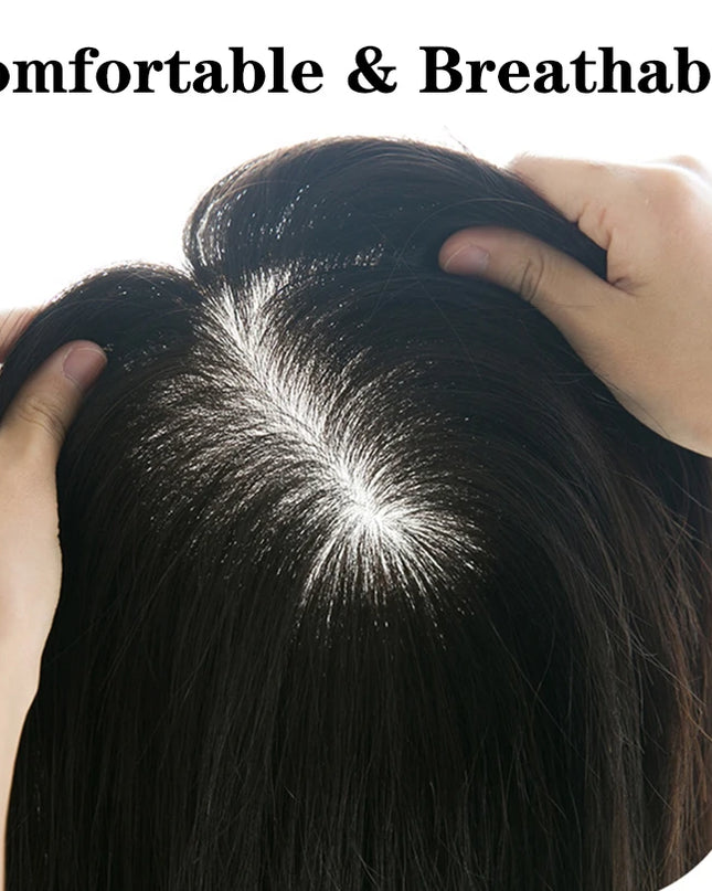 6x6 inch Human Hair Silk Topper With 2CM PU Around Virgin Human Hair Topper Straight For Women