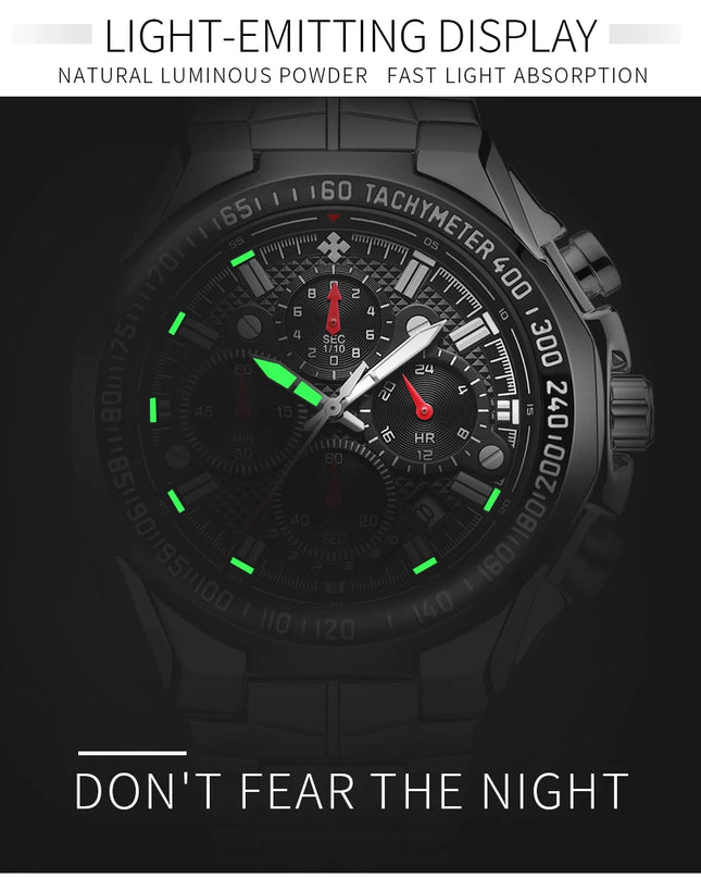 Sports Watches For Men Fashion Quartz Men Big Clock WWOOR Top Brand Luxury Military Full Steel Waterproof Chronograph Wristwatch