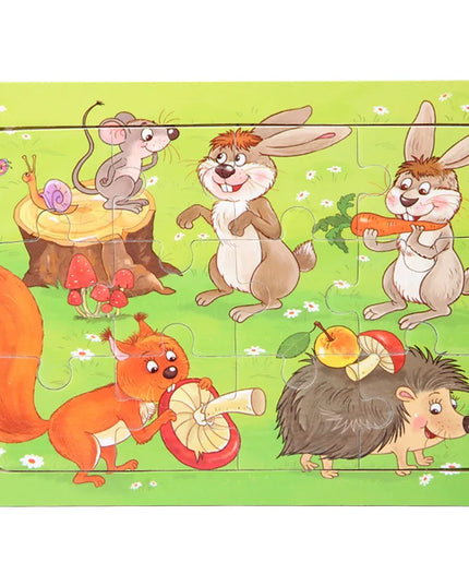 Montessori Wooden Toys for Children Cartoon Animal Jigsaw 3D Puzzle Board Game Educational Toys For Children Gifts