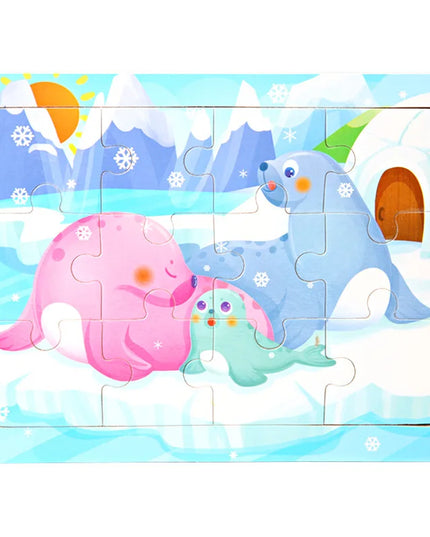Montessori Wooden Toys for Children Cartoon Animal Jigsaw 3D Puzzle Board Game Educational Toys For Children Gifts