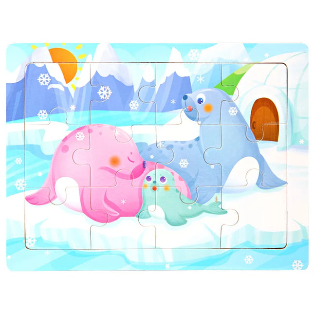 Montessori Wooden Toys for Children Cartoon Animal Jigsaw 3D Puzzle Board Game Educational Toys For Children Gifts