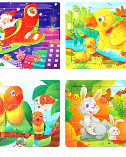 Montessori Wooden Toys for Children Cartoon Animal Jigsaw 3D Puzzle Board Game Educational Toys For Children Gifts