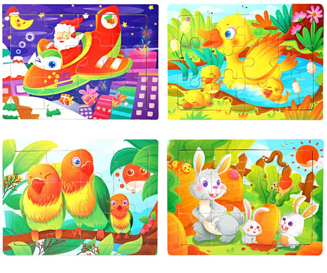 Montessori Wooden Toys for Children Cartoon Animal Jigsaw 3D Puzzle Board Game Educational Toys For Children Gifts
