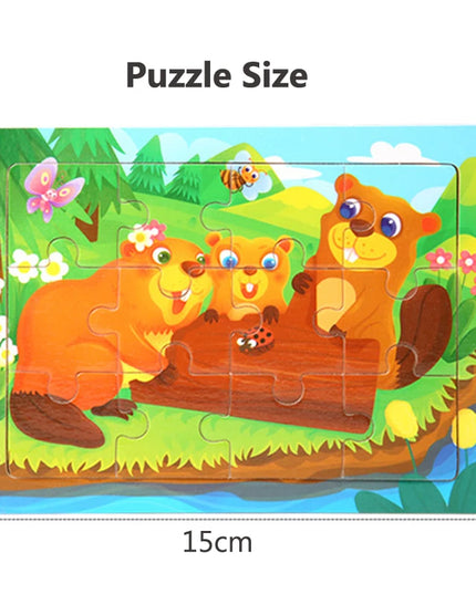 Montessori Wooden Toys for Children Cartoon Animal Jigsaw 3D Puzzle Board Game Educational Toys For Children Gifts