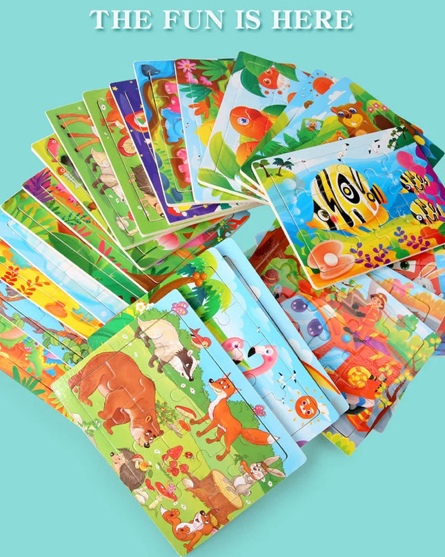 Montessori Wooden Toys for Children Cartoon Animal Jigsaw 3D Puzzle Board Game Educational Toys For Children Gifts