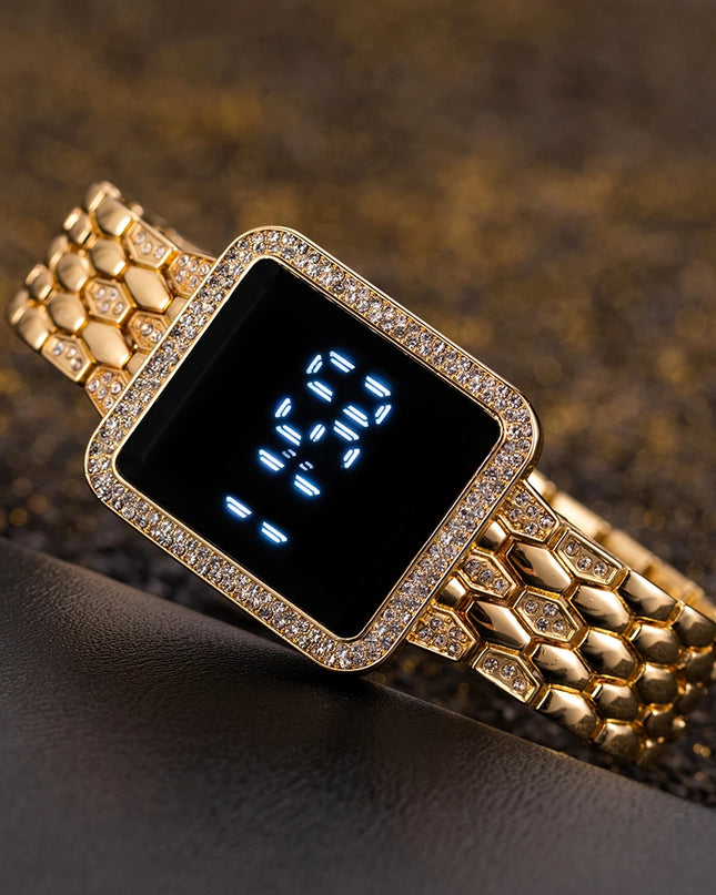 Women's Watches Famous Luxury Brand Women Digital Watch Fashion Rhinestone Stainless Steel Quartz Ladies Wristwatches Wathes