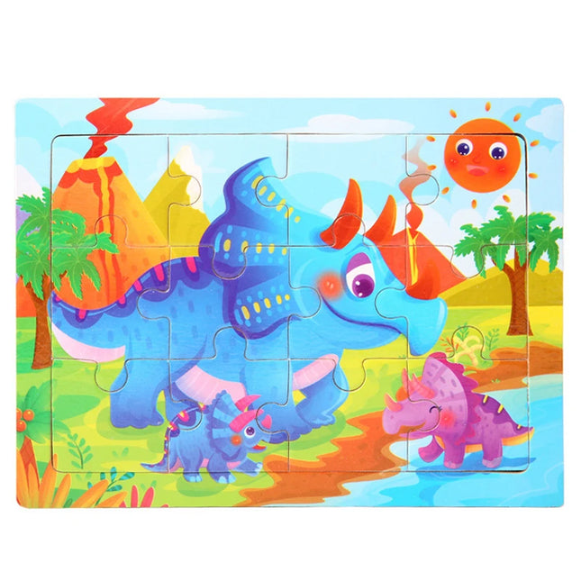Montessori Wooden Toys for Children Cartoon Animal Jigsaw 3D Puzzle Board Game Educational Toys For Children Gifts