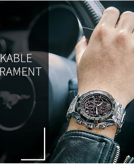 Sports Watches For Men Fashion Quartz Men Big Clock WWOOR Top Brand Luxury Military Full Steel Waterproof Chronograph Wristwatch