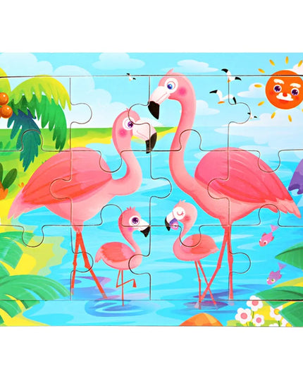 Montessori Wooden Toys for Children Cartoon Animal Jigsaw 3D Puzzle Board Game Educational Toys For Children Gifts