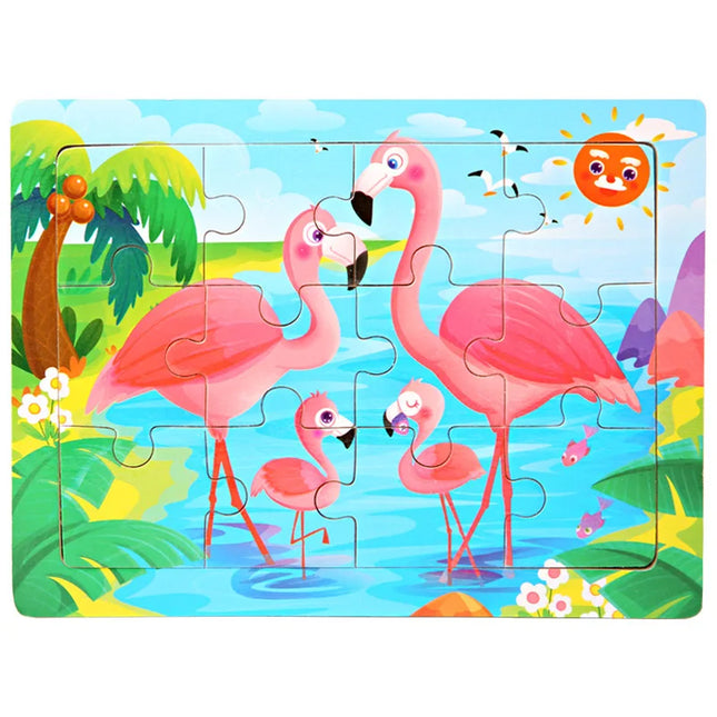 Montessori Wooden Toys for Children Cartoon Animal Jigsaw 3D Puzzle Board Game Educational Toys For Children Gifts