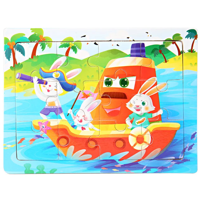 Montessori Wooden Toys for Children Cartoon Animal Jigsaw 3D Puzzle Board Game Educational Toys For Children Gifts