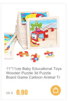 Montessori Wooden Toys for Children Cartoon Animal Jigsaw 3D Puzzle Board Game Educational Toys For Children Gifts