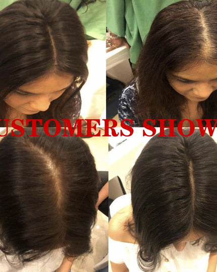 6x6 inch Human Hair Silk Topper With 2CM PU Around Virgin Human Hair Topper Straight For Women