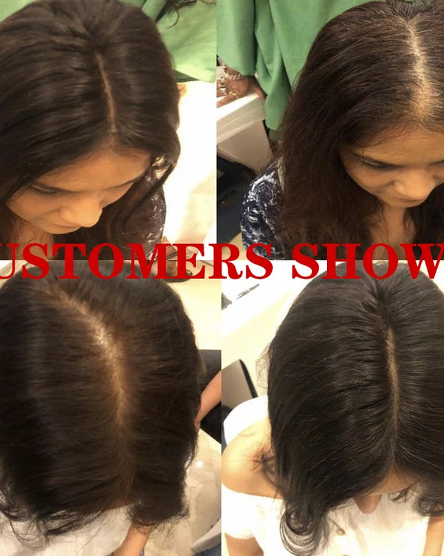 6x6 inch Human Hair Silk Topper With 2CM PU Around Virgin Human Hair Topper Straight For Women