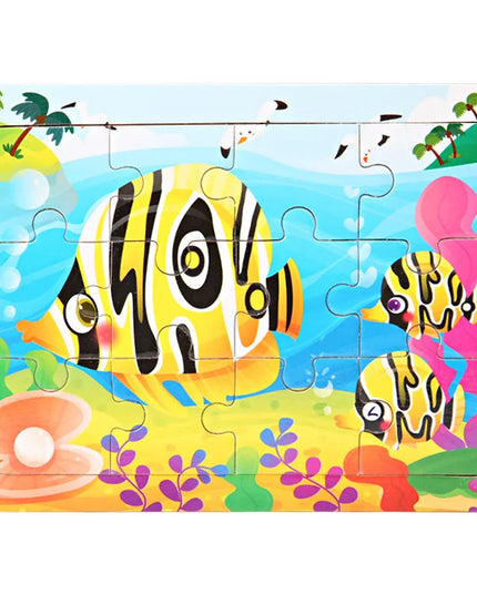 Montessori Wooden Toys for Children Cartoon Animal Jigsaw 3D Puzzle Board Game Educational Toys For Children Gifts