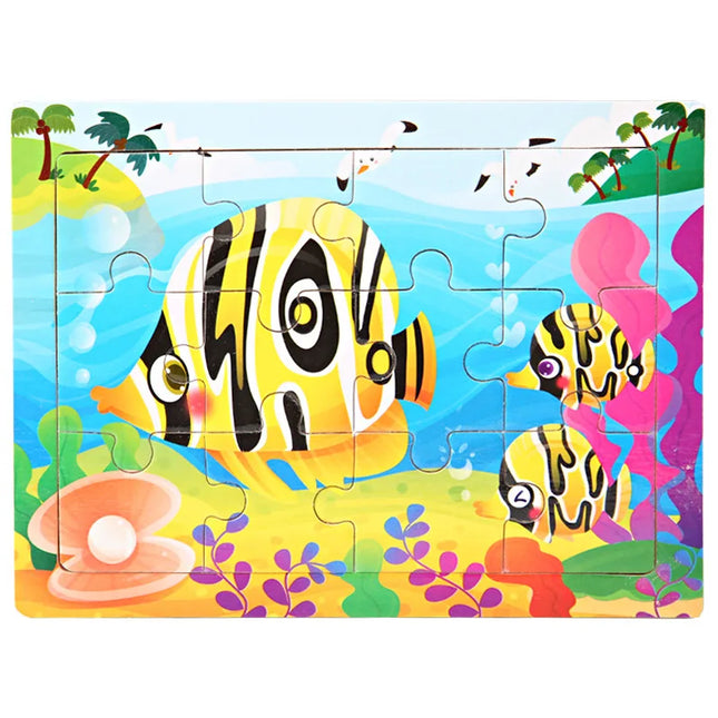 Montessori Wooden Toys for Children Cartoon Animal Jigsaw 3D Puzzle Board Game Educational Toys For Children Gifts
