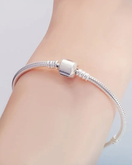 Handmade Original Fine Jewelry 925 Silver Charm Bracelet Soft Smooth Snake Bone Bracelets for Women