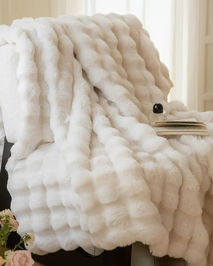 [Cozy|Faux Rabbit] Soft, Warm, 1pc Cozy Faux Rabbit Fleece Blanket | Throw for Bedroom, Guest Room, Living Room, Student Dormito