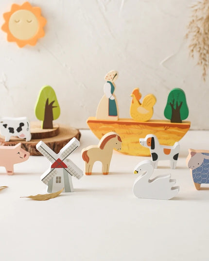 Montessori Game 1Set Of Farm Simulated Wooden Children's Toys Educational Toy Baby Room Decoration Desktop Furnishings Baby Gift