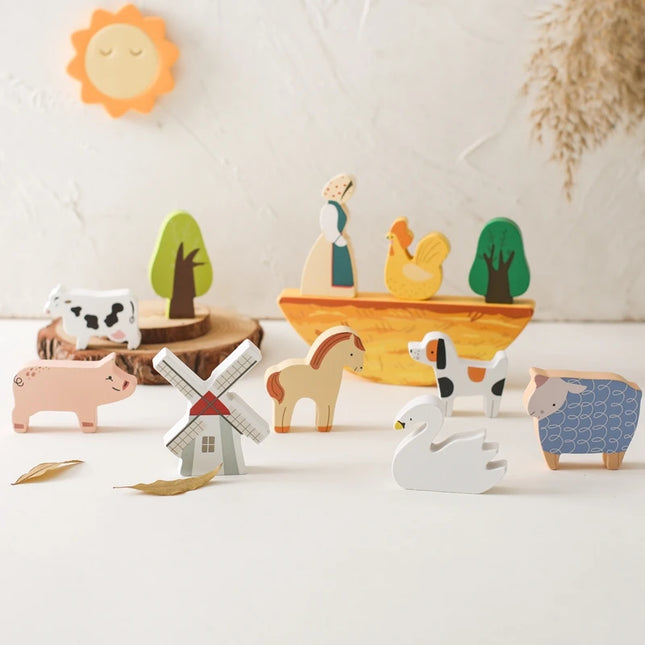 Montessori Game 1Set Of Farm Simulated Wooden Children's Toys Educational Toy Baby Room Decoration Desktop Furnishings Baby Gift