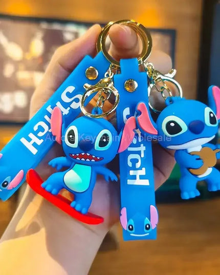 New Anime Disney Keychain Cartoon Mickey Mouse Minnie Lilo & Stitch Cute Doll Keyring Ornament Key Chain Pendant Kids Toys Gifts