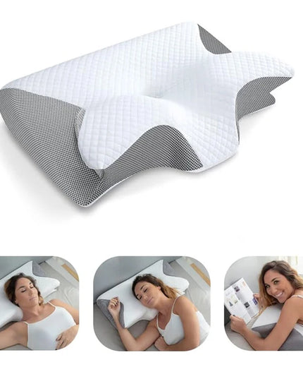 1pc Memory Foam Cervical Pillow, 2 in 1 Ergonomic Contour Orthopedic Pillow for Neck Pain, Contoured Support Pillows,Neck Pillow