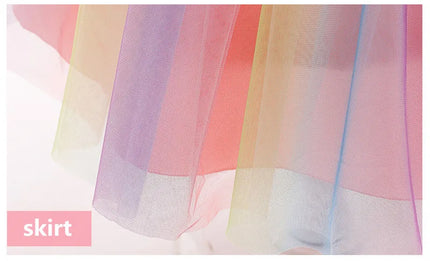 Girl Unicorn Cosplay Dress Children Party Birthday Princess Costume Sleeveless Trailing Wedding Christmas Outfit Girl Clothing