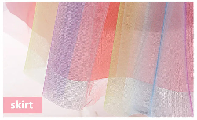 Girl Unicorn Cosplay Dress Children Party Birthday Princess Costume Sleeveless Trailing Wedding Christmas Outfit Girl Clothing