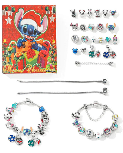 Christmas Disney Stitch Charm DIY Bracelet Fashion Cute Advent Surprise Blind Box for Friend Festival Jewelry Unique Gift