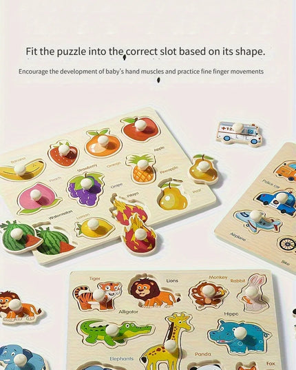 Montessori early education geometry beginner puzzle board, hand-held fixed board puzzle development, puzzle block shape matching