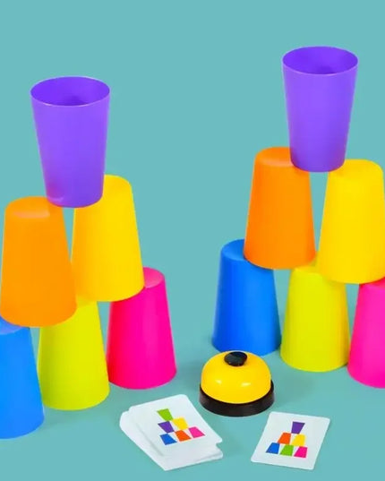 Montessori Toys Stack Cup Game With Card Educational Intellectual Enlightenment Color Cognition Logic Training Kids Children