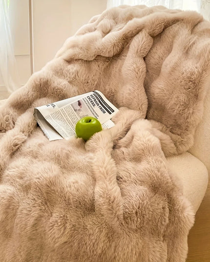 [Cozy|Faux Rabbit] Soft, Warm, 1pc Cozy Faux Rabbit Fleece Blanket | Throw for Bedroom, Guest Room, Living Room, Student Dormito