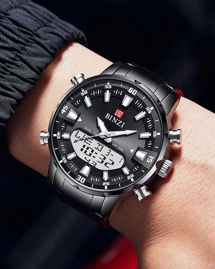 Men Watches 2025 Top Brand Luxury relogio masculino Gold Stainless Steel Band Wrist Watch For Male Clock Men Dual Display watch