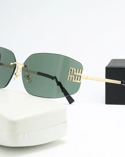 Curved One-Piece Sunglasses, Frameless Square Cut-Edge Design, UV400 Protection, Women's High-End Street Style