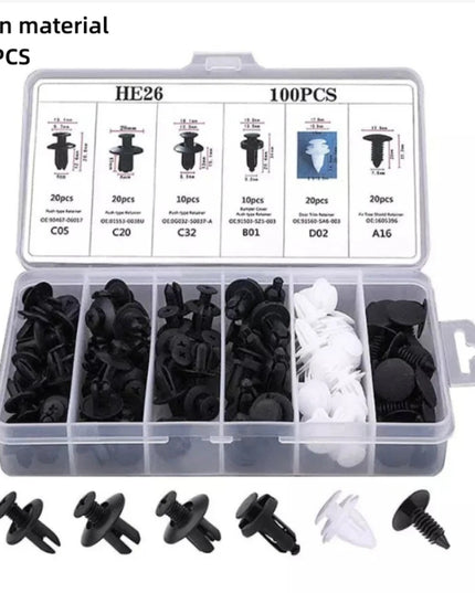 100pcs Auto Fastener Clip Kit Fender Rivet Clips Car Body Push Retainer Pin Rivet Bumper Door Trim Panel Retainer Car Clips