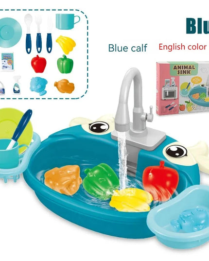 Toy Kitchen Set for Toddlers with Electric Circulating Water, Dishwasher Sink, Imaginative Pretend Play for Kids Boys Girls Ages