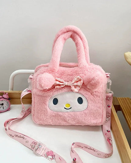Sanrio Plush Bag Kawaii Kuromi Cinnamoroll Melody Cartoon Anime Handbag Crossbody Cosmetic Travel Storage Bags Women Girls Gifts