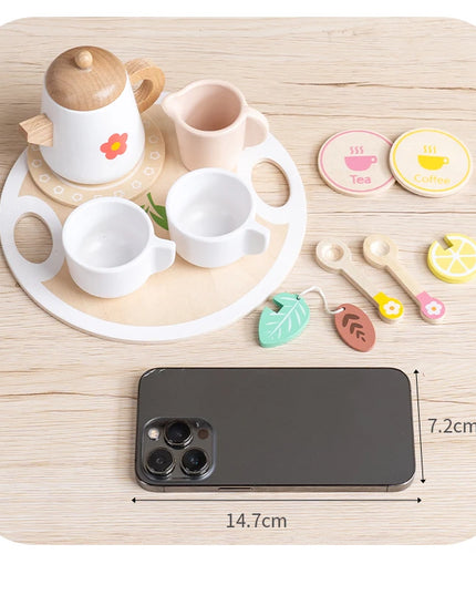 Kids Pretend Play Toys Popular Kids Kitchen Toys Realistic Wooden Tea Set Party Toy Set