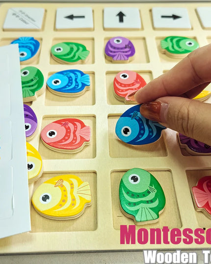 Montessori Wooden Toys Children Logical Thinking Training Direction Color Cognition Educational Battle Battle Board Game Gifts