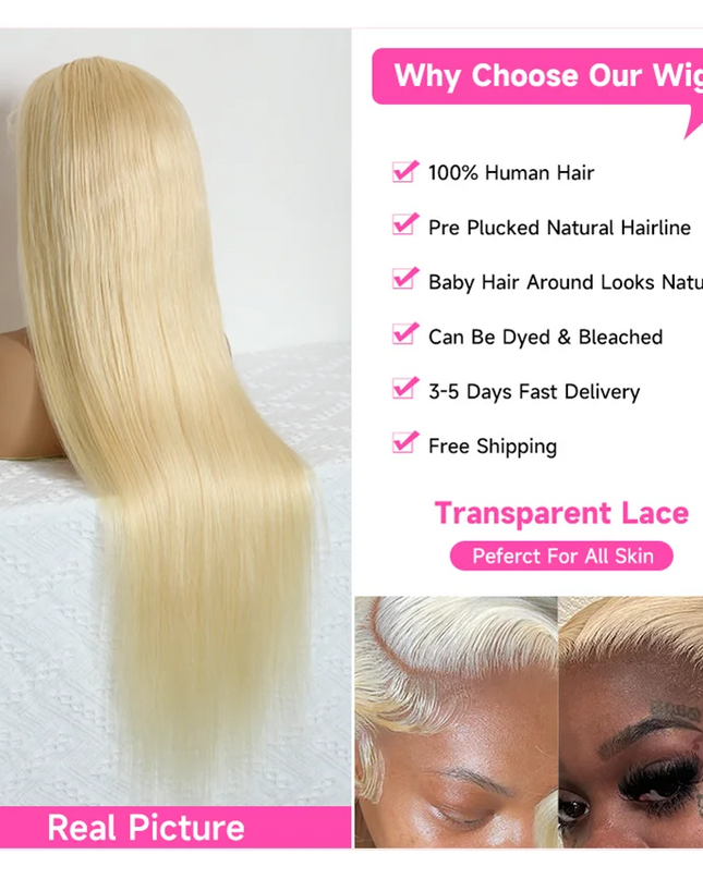 613 Blonde 360 Full Lace Wig Human Hair Pre Plucked Hd 13x4 13x6 Lace Front Wig Blonde Brazilian Straight Frontal Wigs For Women