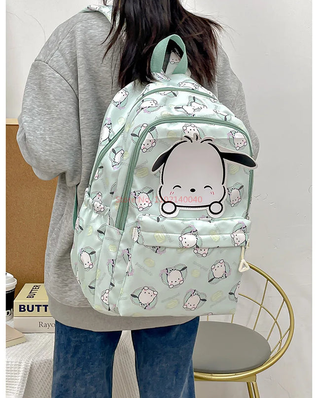 Sanrio Backpack For Kids Cartoon Hello Kitty Kuromi Bookbag Student Teenager Girl Boy Nylon Shoulders Bag Schoolbag Kawaii Bags