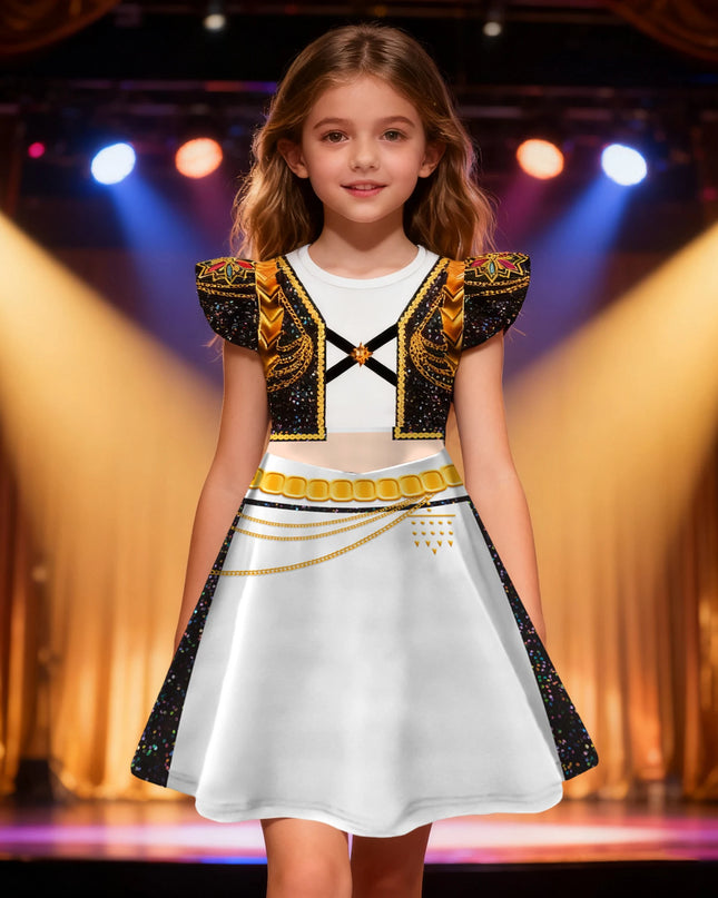 Hunters Kids Zoey Mira Rumi Demon Cosplay Costume Singer Girls K-Pop Huntrix Golden Dress Fashion Children Stage Show  Party