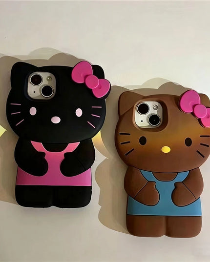 Bowknot Kitty Cat 3D Silicone Soft Phone Case For iPhone 17 Pro Max 16 15 14 Plus 13 Mini 12 11 7 8 4 4S 5 5S X XR SE