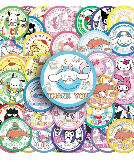 50Pcs Kawaii Sanrio Stickers Cute Hello Kitty Kuromi My Melody Pompom Purin Cinnamoroll Phone Case Waterproof Stickers