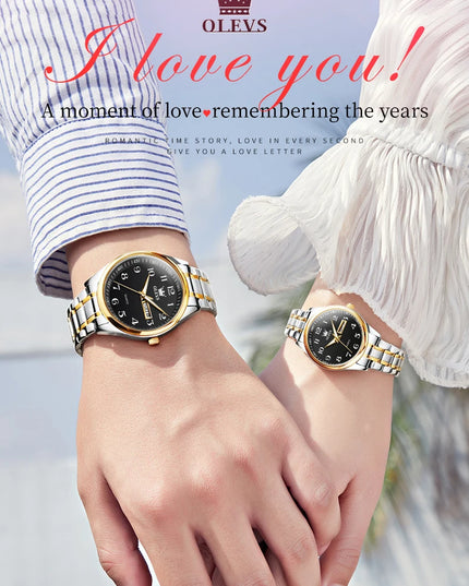 OLEVS 5567 Couple Watches Waterproof Luminous Wristwatch for Lover Date Men‘s and Women's Wristwatch Simple Fashion