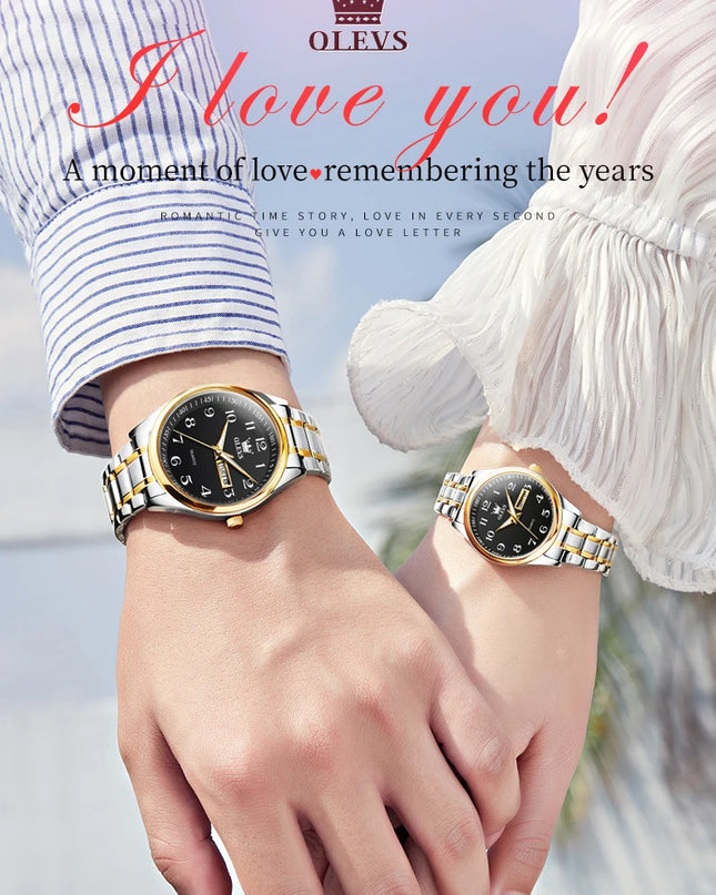 OLEVS 5567 Couple Watches Waterproof Luminous Wristwatch for Lover Date Men‘s and Women's Wristwatch Simple Fashion