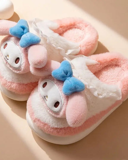 Anime Cartoon Kawaii Hello Kitty My Melody Cinnamoroll Kuromi Slippers Cute Home Thick-Soled Plush Slippers Girls Surprise Gift