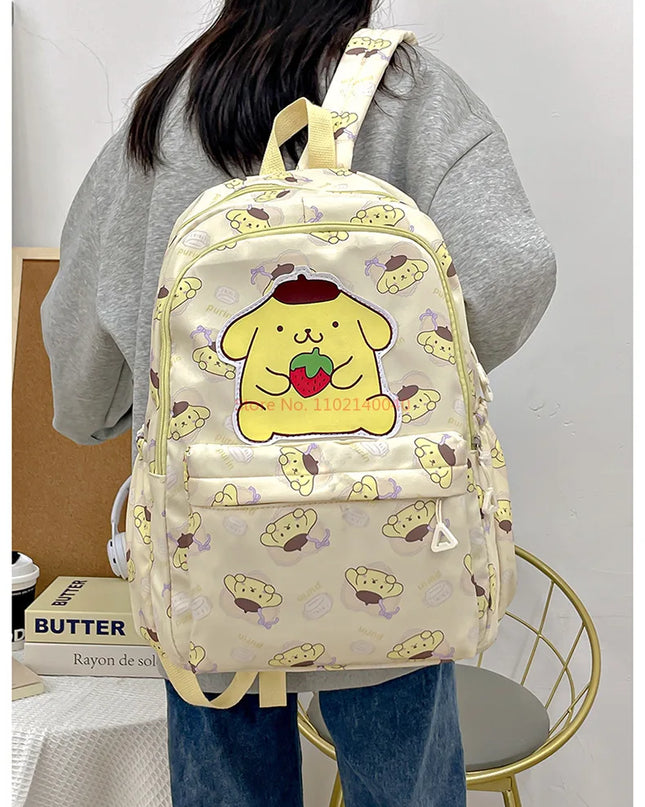 Sanrio Backpack For Kids Cartoon Hello Kitty Kuromi Bookbag Student Teenager Girl Boy Nylon Shoulders Bag Schoolbag Kawaii Bags